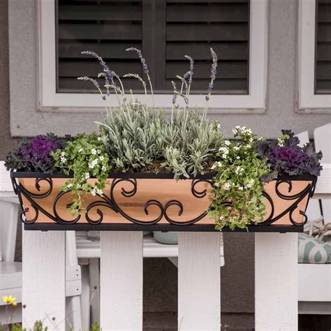 metal window flower boxes|deck railing window boxes.